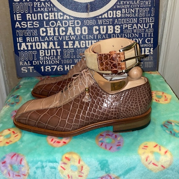 Fennix Italy Alligator shoes SZ10 and F&B Italy Suede/Alligator Belt SZ38 - Picture 4 of 6